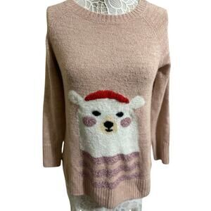 Lauren Conrad Pink Winter/Holiday Sweater With Polar Bear-Womens Size Small
